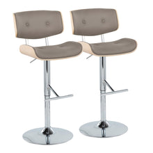Load image into Gallery viewer, Lombardi - Contemporary Adjustable Barstool With Swivel With Straight T Footrest (Set of 2)
