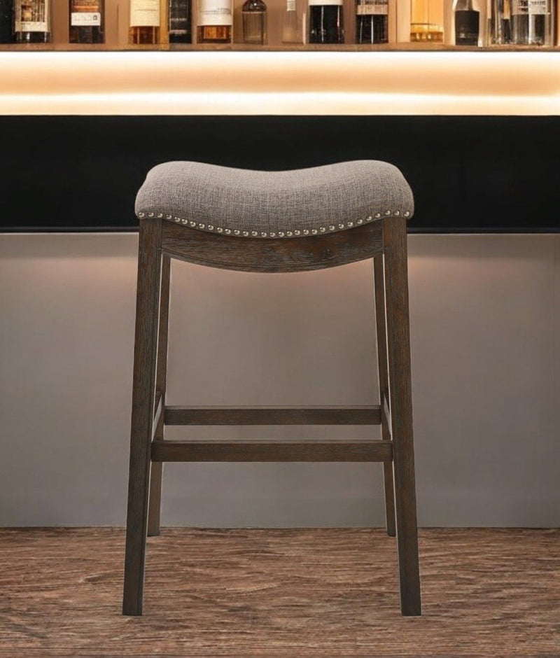Solid Wood Backless Bar Height Bar Chair - Taupe / Brown