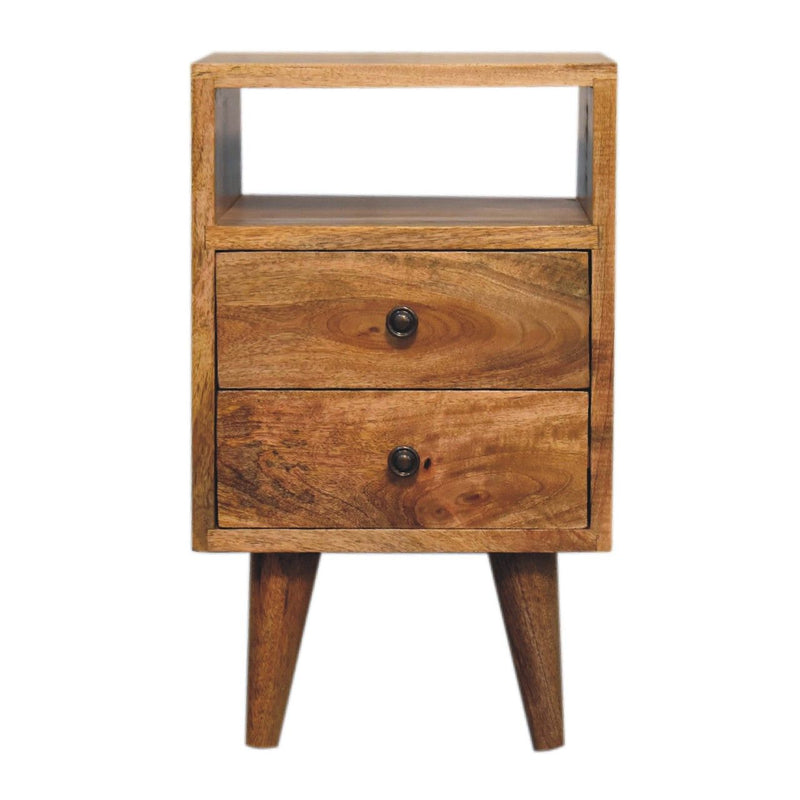 20" Modern Solid Wood Two Drawer Nightstand - Oak