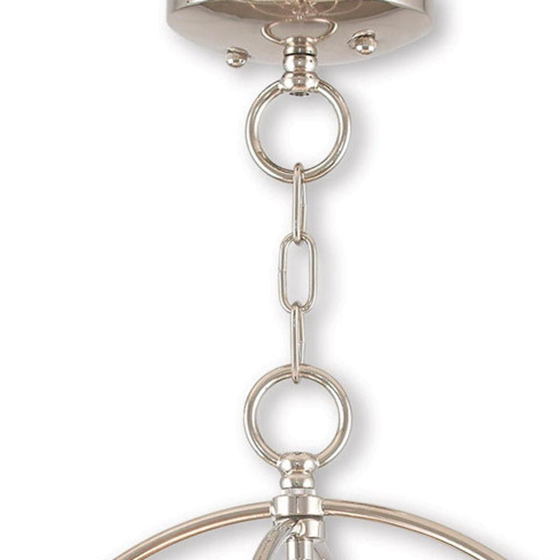 17'' Three-Light Dimmable Chandelier With Shades - Nickel