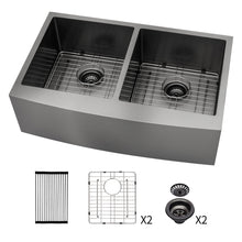 Load image into Gallery viewer, Double Bowl Farmhouse Sink / Stainless Steel Apron Front
