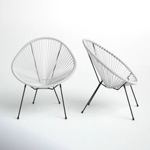 Load image into Gallery viewer, Outdoor Lounge Chair Set With Handwoven Seats, Weather Resistant - White
