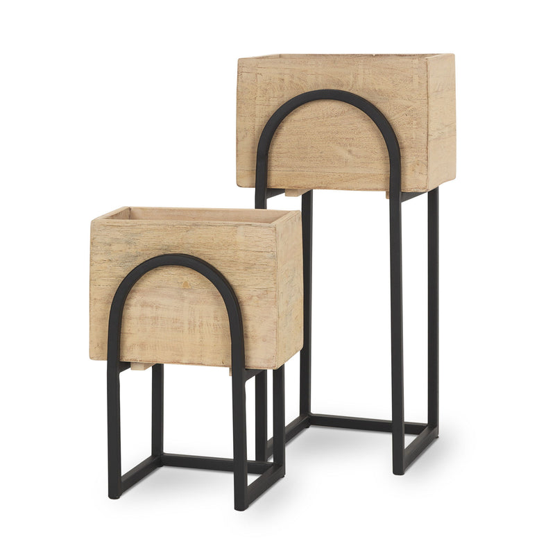 Rectangular Urn Planters (Set of 2) - Black