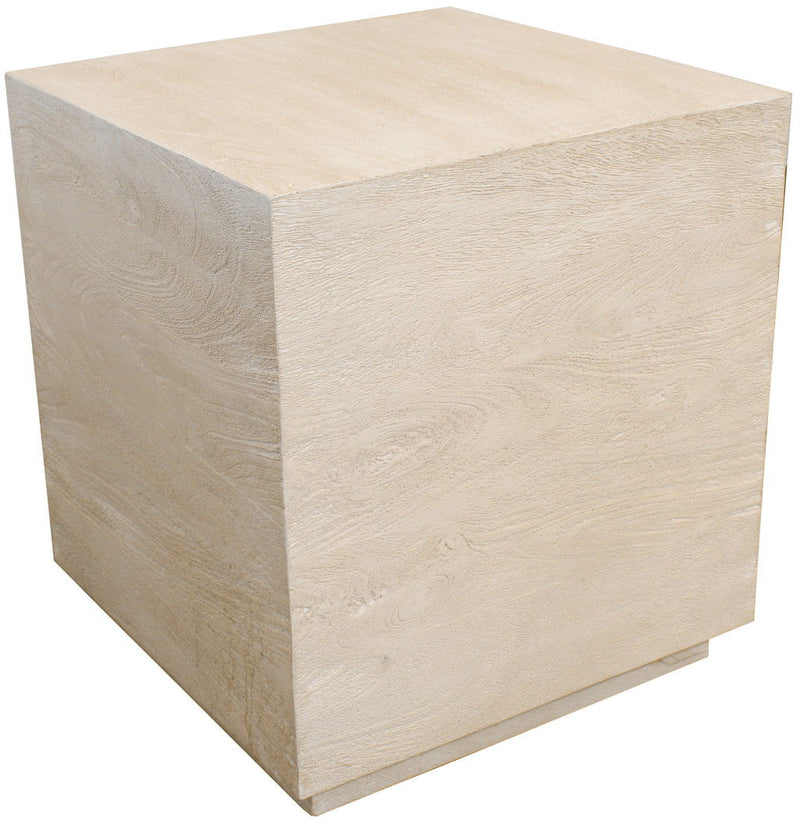 20" Distressed Solid Wood Square Block End Table - Natural