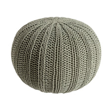 Load image into Gallery viewer, Cotton Cable Knit Round Pouf Ottoman - Green

