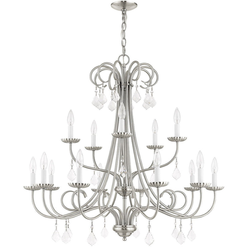 34" Multi Light Dimmable Chandelier With Shades - Nickel