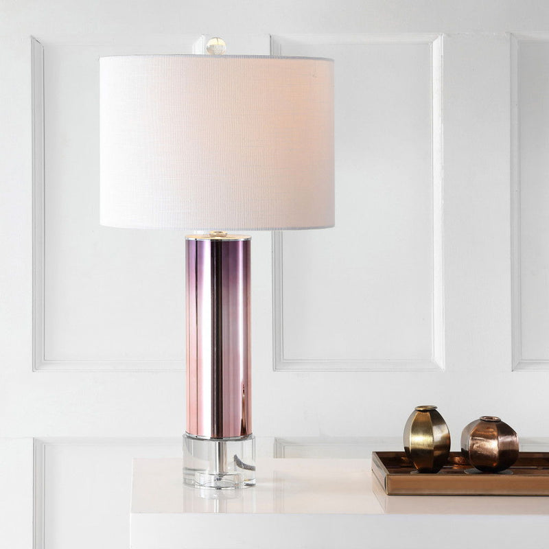 Novelty Table Lamp With Drum Shade - Rose Gold