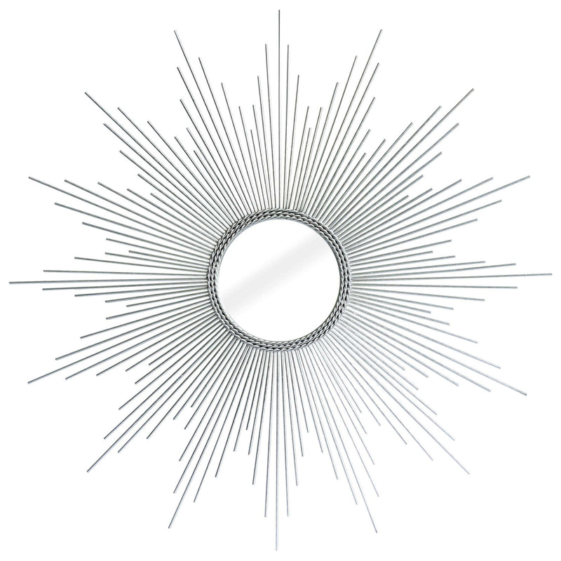 32" Metal Sunburst Geometric Framed Accent Mirror - Silver