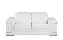 Load image into Gallery viewer, Genuine Leather Love Seat - White / Silver
