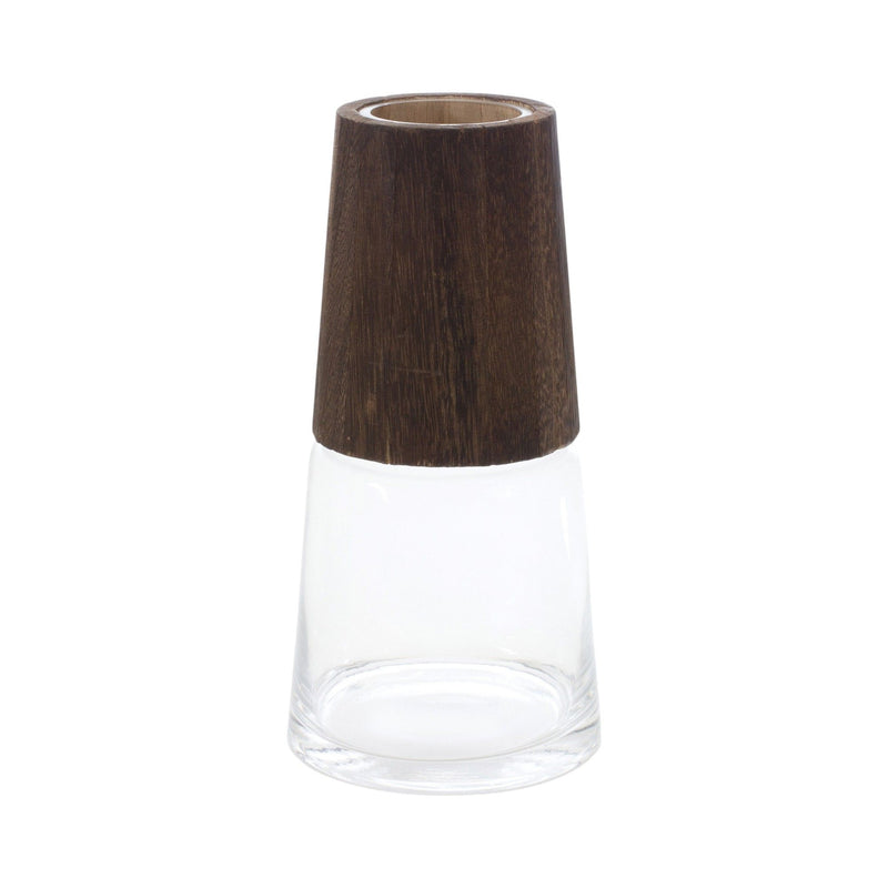 Tapered Table Vases With (Set of 2) - Brown / Clear