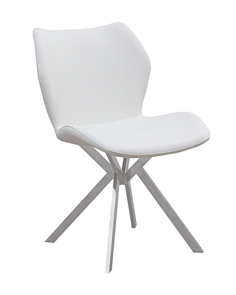 Upholstered Faux Leather Dining Side Chairs (Set of 4) - White / Silver