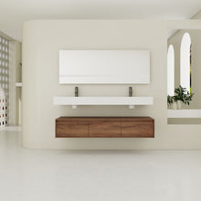 Load image into Gallery viewer, Contemporary Wall Mounted Bathroom Vanity With Dual Resin Sink And Soft Close Drawer
