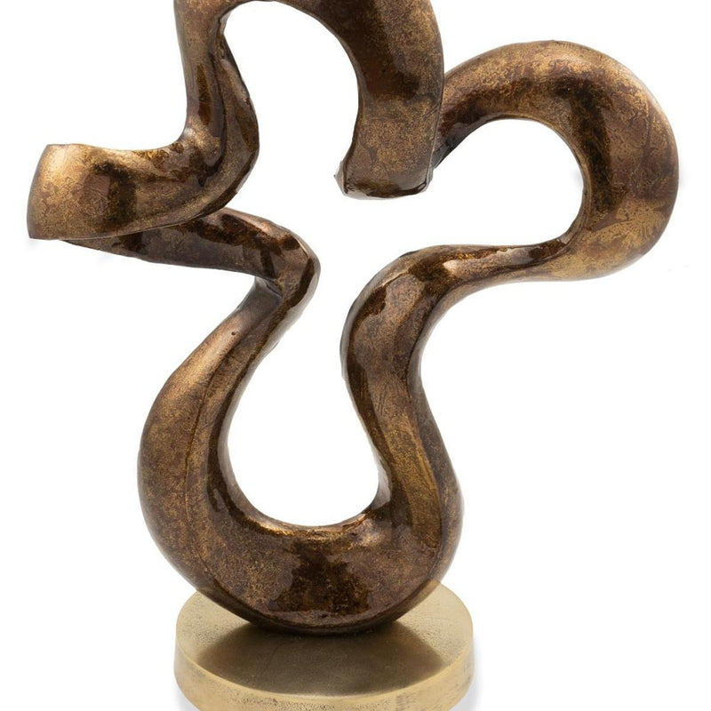 Aluminum Hand Painted Modern Abstract Sculpture - Bronze And Gold