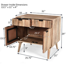 Load image into Gallery viewer, Stylish Style 2 Drawer 2 Door Cabinet, Mango Wood - Natural
