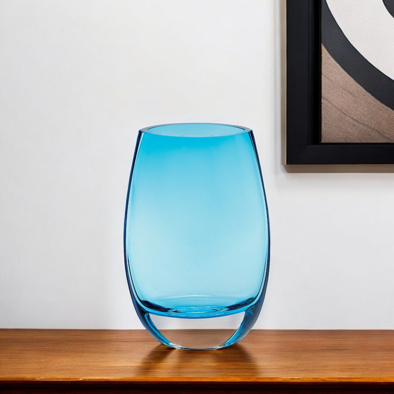 Oval Free Table Vase - Aqua / Clear