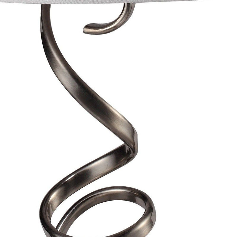 Metal Bedside Table Lamp With White Empire Shade - Silver
