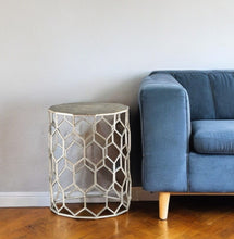 Load image into Gallery viewer, Antiqued Honeycomb Hexagonal End Table - Gold / Honey
