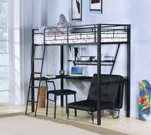 Load image into Gallery viewer, Senon - Twin Loft Bed With Desk - Black / Silver
