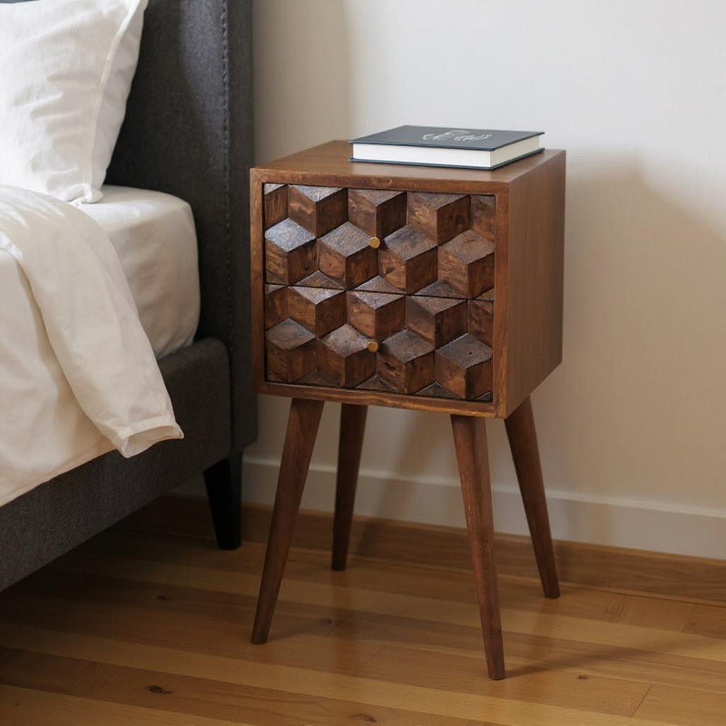 24" Solid Wood Two Drawer Nightstand - Dark Brown