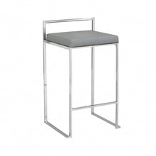 Load image into Gallery viewer, Faux Leather And Steel Low Back Bar Height Chair With Footrest 35" - Gray
