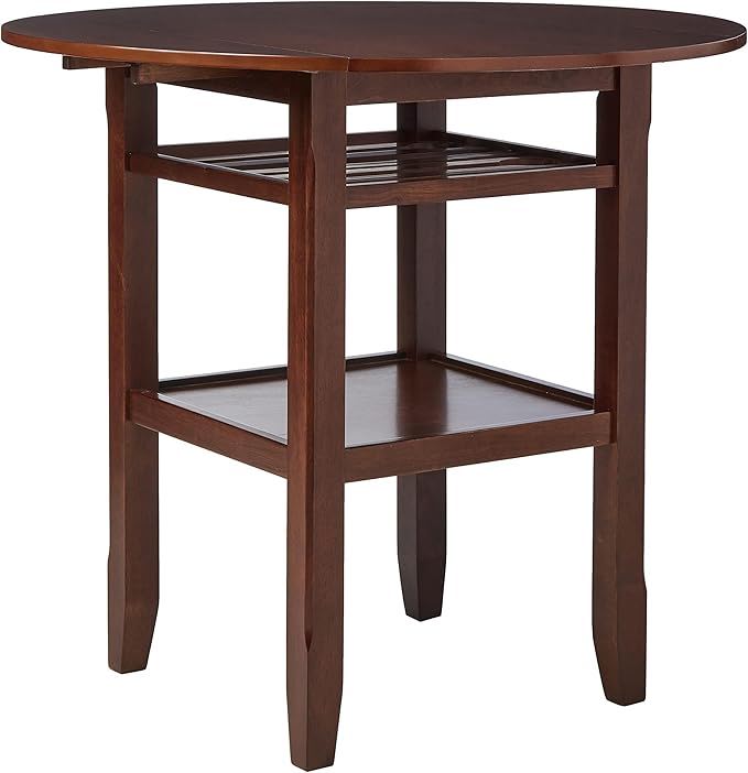 Wood Rounded Drop Leaf Bar Table - Brown