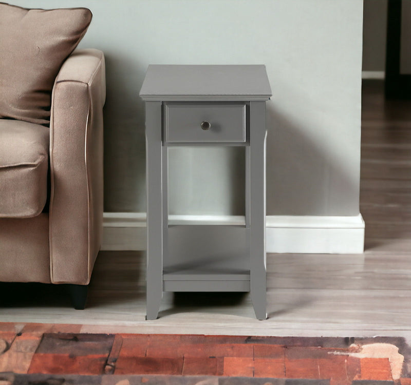 Solid And Manufactured Wood End Table - Gray