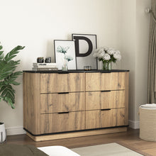 Load image into Gallery viewer, Modern 6 Drawer Cabinet With Metal Rounded Corners And Exquisite Handles Multi Functional Storage - Natural Wood

