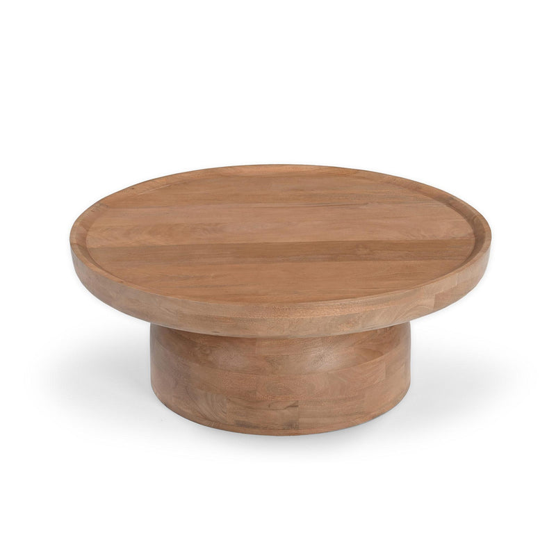 Solid Wood Round Drum Coffee Table - Natural