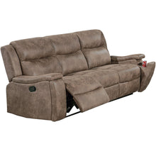 Load image into Gallery viewer, 1 Piece Manual Motion Sofa Console Loveseat With Plush Back Cushion And Hidden Cup Holder - Auburn
