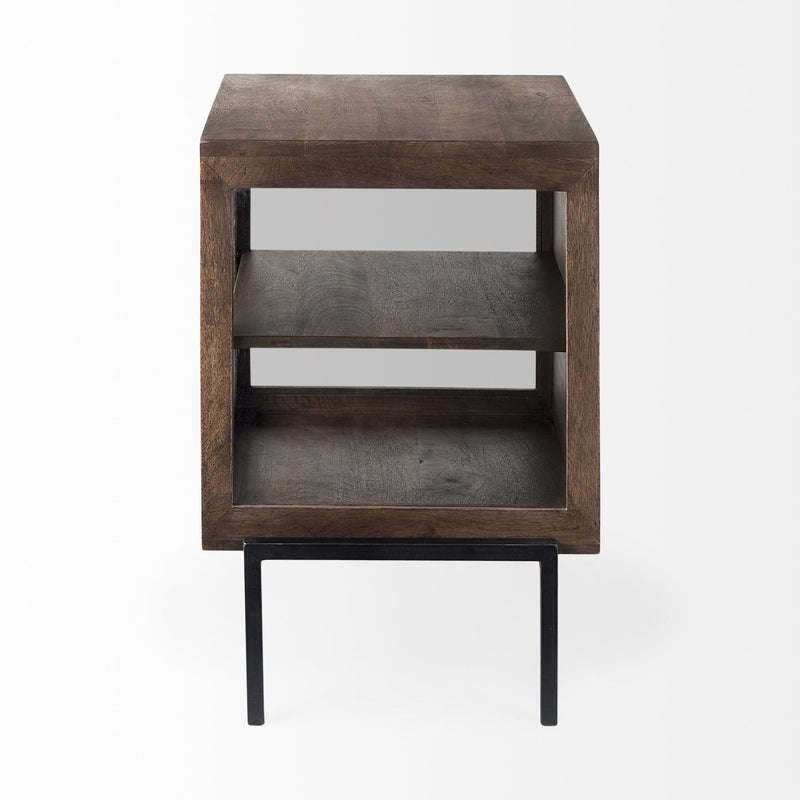 Solid Wood Square End Table - Brown
