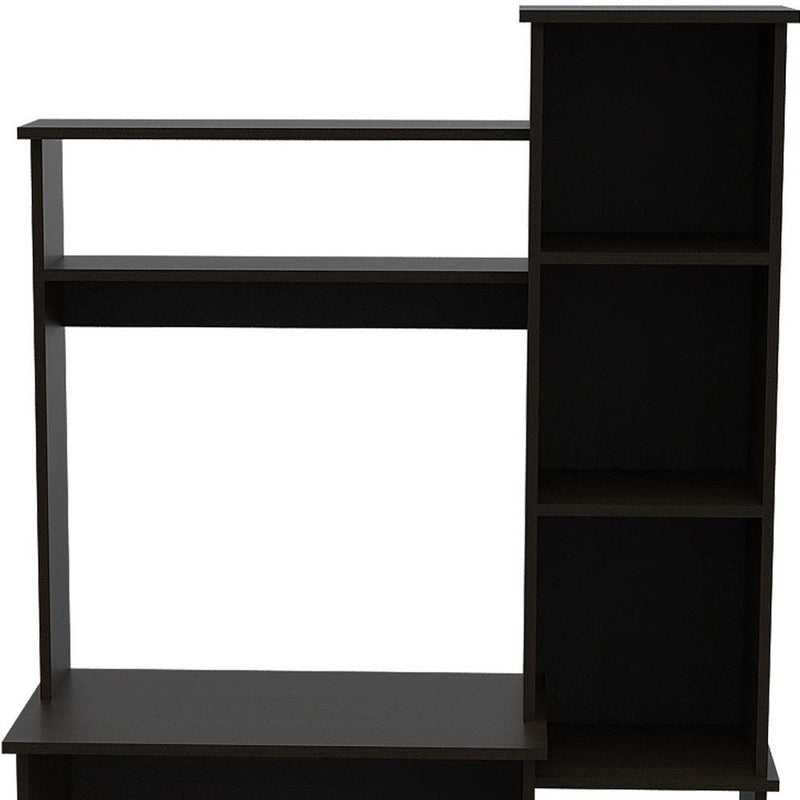 2 Piece Set Computer Desk With Hutch And Bookshelf - Black