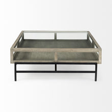 Load image into Gallery viewer, Glass And Metal Square Coffee Table With Shelf - Gray And Black
