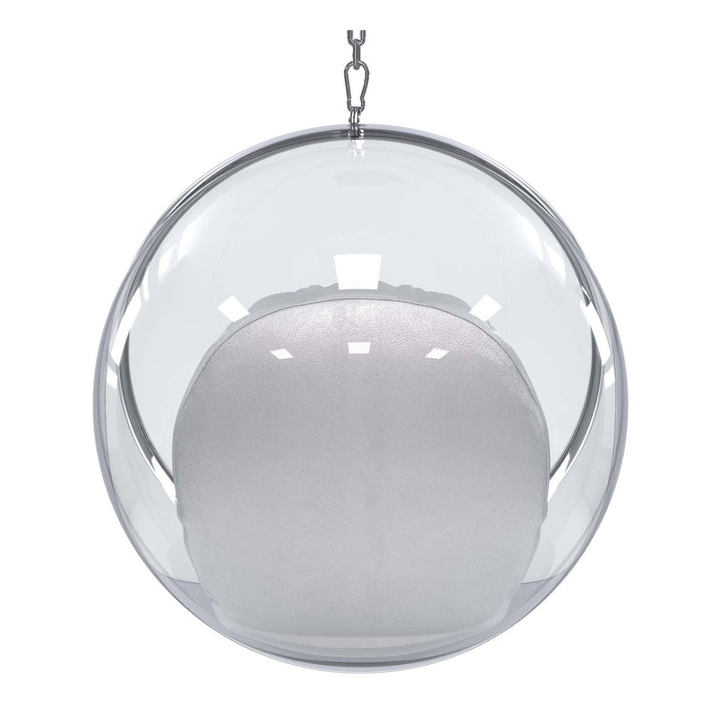 Acrylic And Faux Leather Balloon Chair - Silver And Clear
