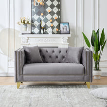 Load image into Gallery viewer, 2 Seater Deep Seat Sofa, Sofa With Button Nailhead, Square Arm Couches, Furniture For Living Room - Gray
