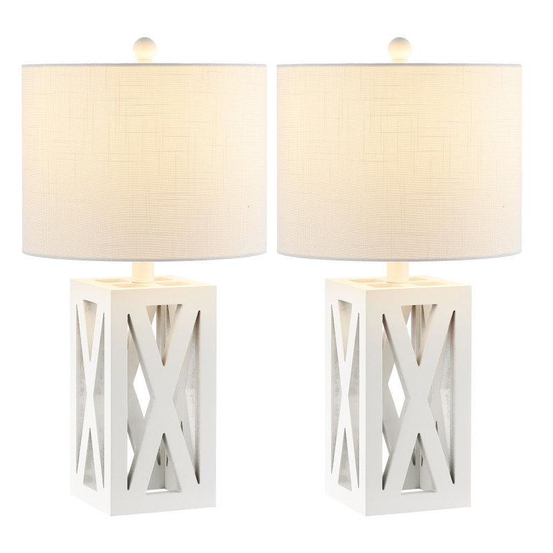 Table Lamps LED With Drum Shades (Set of 2) - White