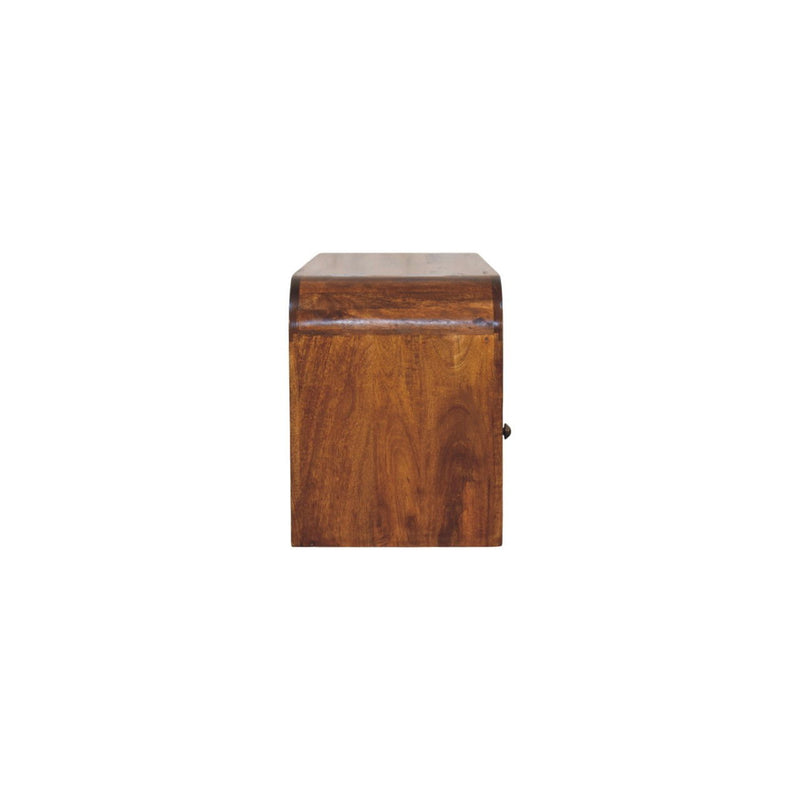 Solid Wood Enclosed Open Storage TV Stand (719186) - Brown