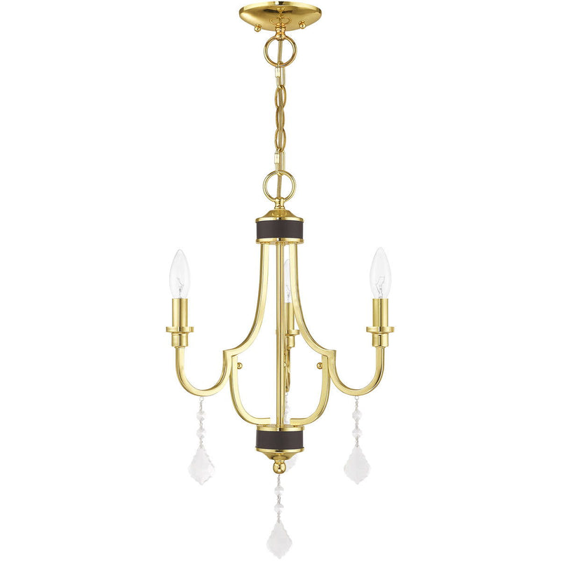 22" Three Light Dimmable Chandelier With Shades - Brass