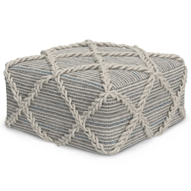 20" Wool Pouf Ottoman - Gray