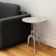 Load image into Gallery viewer, 19" Solid Wood And Iron Height Adjustable Round End Table - White
