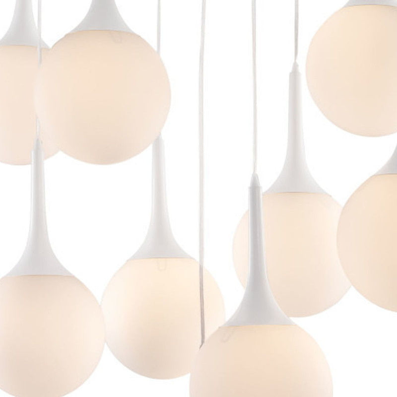 Shaded Nine Light Metal Dimmable Ceiling Light - White