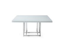 Load image into Gallery viewer, 59" Wood And Metal Pedestal Base Square Dining Table - White
