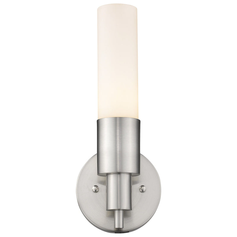 Narrow Wall Light With Frosted Glass Shade - Silver