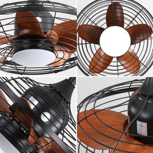 Load image into Gallery viewer, 20" Downrod Mount Ceiling Fan LED 18W 3 Cct 5 ABS Blades DC Motor With Hanging And Hook For Outside Patios Pergola - Black
