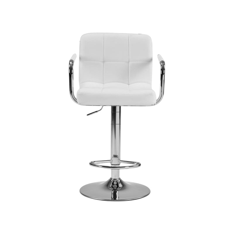 Faux Leather Swivel Bar Chairs (Set of 2) - White / Silver