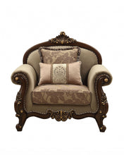 Load image into Gallery viewer, Velvet Floral Arm Chair - Beige And Brown
