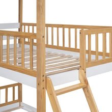 Load image into Gallery viewer, Twin Over Twin Bunk Bed Wood Bed with Roof, Window, Ladder,Natural(OLD SKU :LT100008AAD)
