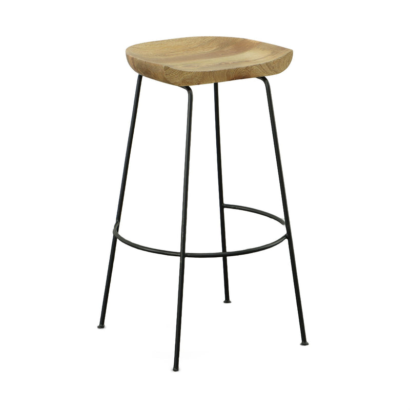 Steel Backless Bar Height Bar Chairs (Set of 2) - Natural And Black