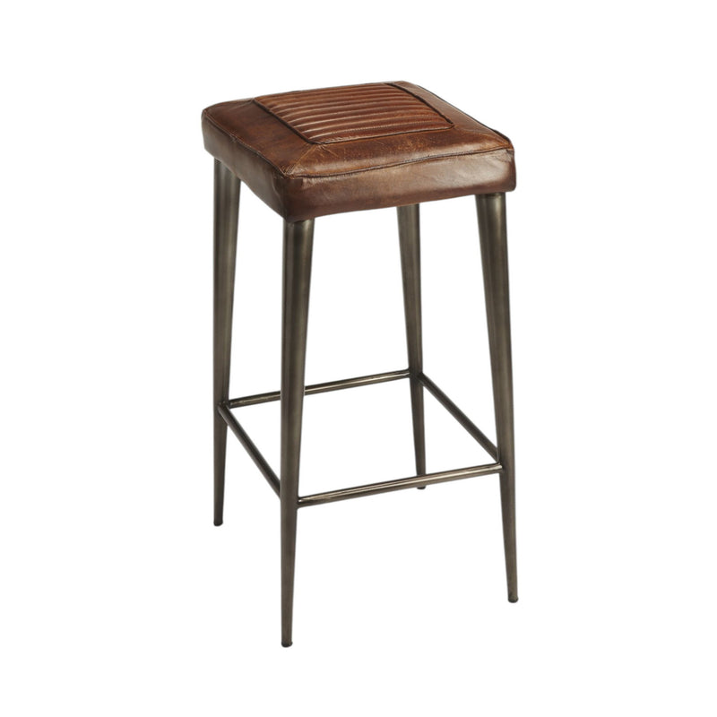 Iron Backless Counter Height Bar Chair - Brown / Gray