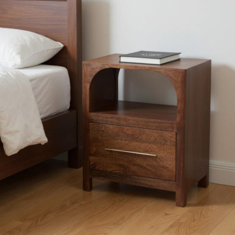 22" Solid Wood Two Drawer Nightstand - Dark Brown