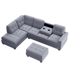 Load image into Gallery viewer, Orisfur. Modern Sectional Sofa with Reversible Chaise, L Shaped Couch Set with Storage Ottoman and Two Cup Holders for Living Room
